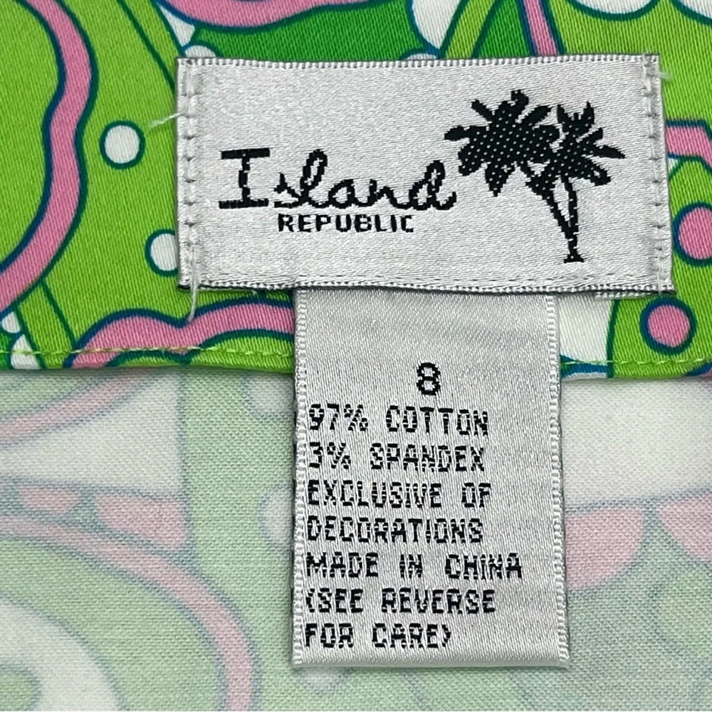 Island Republic Green Pink White Floral Skirt‎ Womens Size 8 Preppy Side Zip NEW